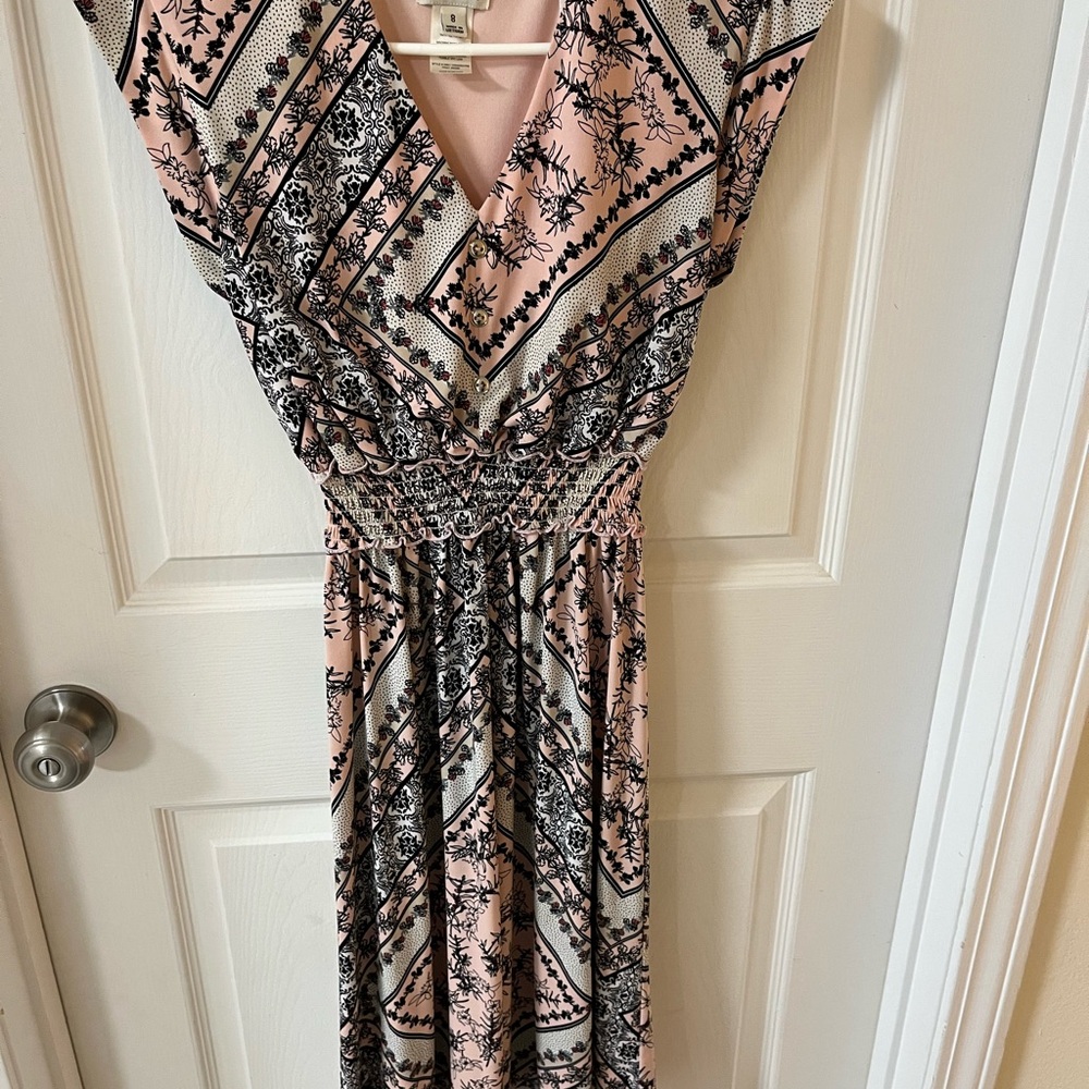 Enfocus Studio Pink and Black Midi Dress